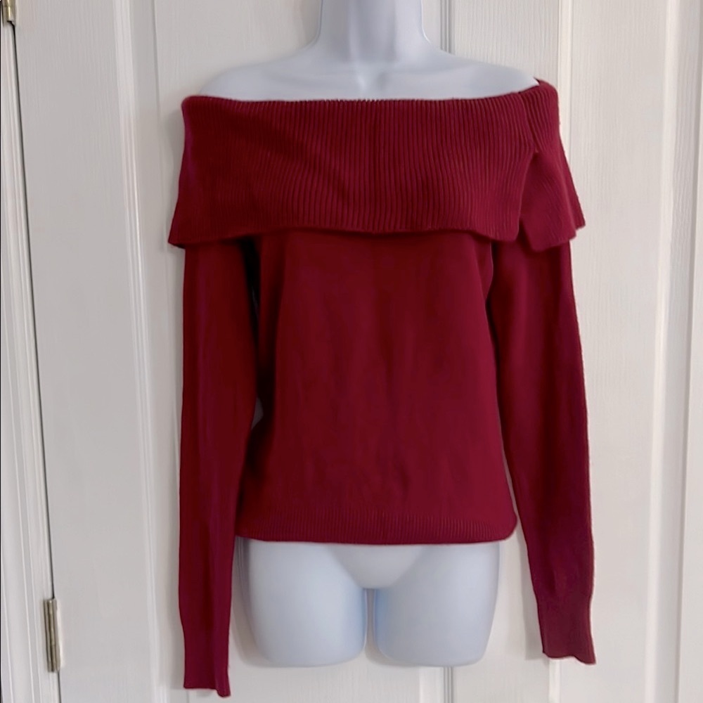 White House Black Market Red Off-the-Shoulder Sweater